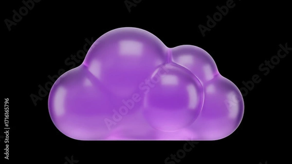 Fototapeta A glossy purple 3D speech bubble icon stands out on a black background, symbolizing communication and dialogue. It is perfect for projects related to chat, messaging, and social media.