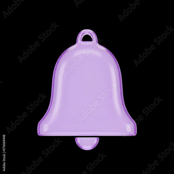 Fototapeta A glossy 3D bell icon glows softly against a black background. Recognized worldwide, it represents alerts, notifications, and reminders. Its sleek style makes it perfect for mobile, web, and UI design