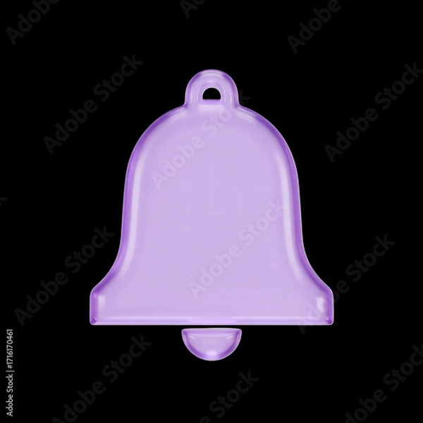 Fototapeta A glossy 3D bell icon glows softly against a black background. Recognized worldwide, it represents alerts, notifications, and reminders. Its sleek style makes it perfect for mobiillustration of a bell