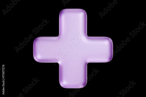 Fototapeta A 3D purple plus symbol representing addition, growth, and positivity. Widely used in healthcare, finance, and social media. Clean, glossy design ideal for digital interfaces and business projects.
