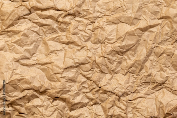 Fototapeta Crumpled Brown Kraft Paper Texture Background