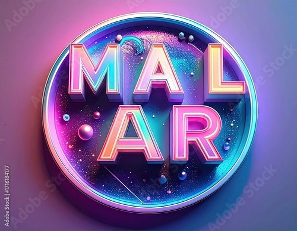 Obraz Futuristic Glowing Typography: MALAR in Neon Colors