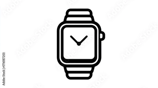 Fototapeta Simple black line art of a modern smartwatch