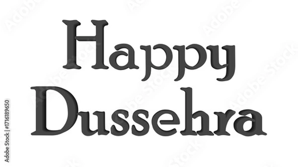 Fototapeta Happy Dussehra greeting with clean black serif font, simple festive typography design for Indian Hindu festival Vijayadashami celebration