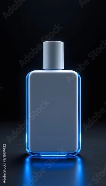 Fototapeta Illuminated Perfume Bottle: A sleek, modern perfume bottle glows against a dark backdrop, exuding elegance and sophistication, inviting the viewer to envision a world of fragrance.