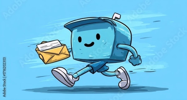 Obraz Animated mail box character delivers email