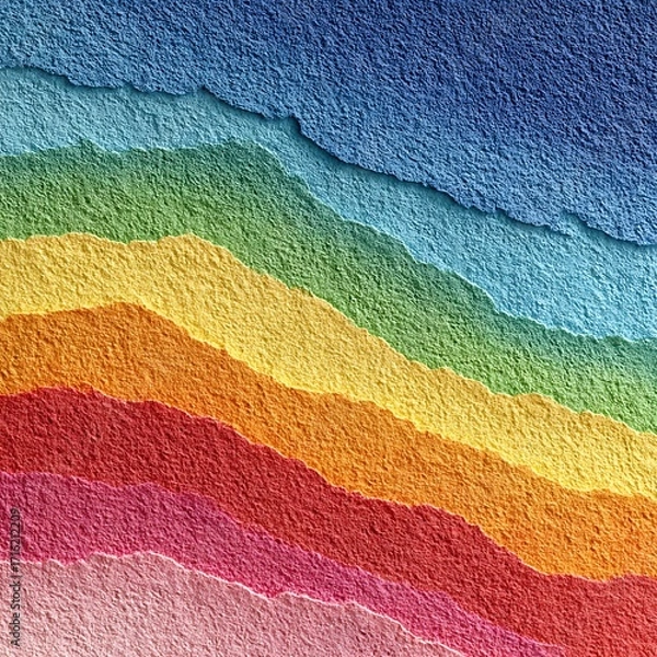 Fototapeta Layered torn paper rainbow gradient texture abstract background