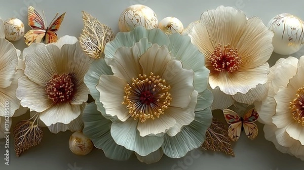 Fototapeta Stunning golden floral arrangement design high resolution picture