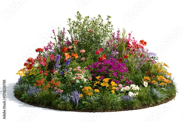 Fototapeta Vibrant flower bed overflowing with colorful blossoms, a stunning display of nature's beauty for garden design and landscape projects
