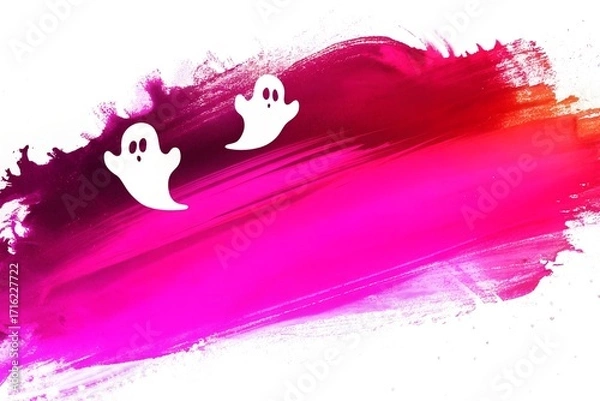 Fototapeta Halloween watercolor background with space for text and ghosts  