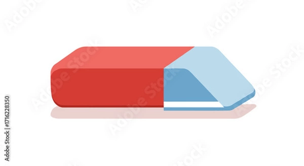 Fototapeta Minimalist eraser icon in flat design with red and blue colors