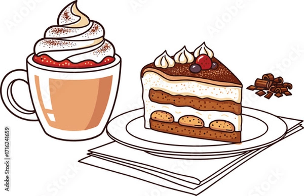 Obraz Cozy Tiramisu Latte Scene with Sweet Treats