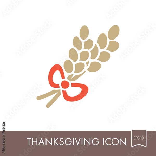Obraz Spikelets wheat icon. Harvest. Thanksgiving vector
