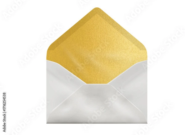Fototapeta White craft paper open envelope with gold liner mockup
