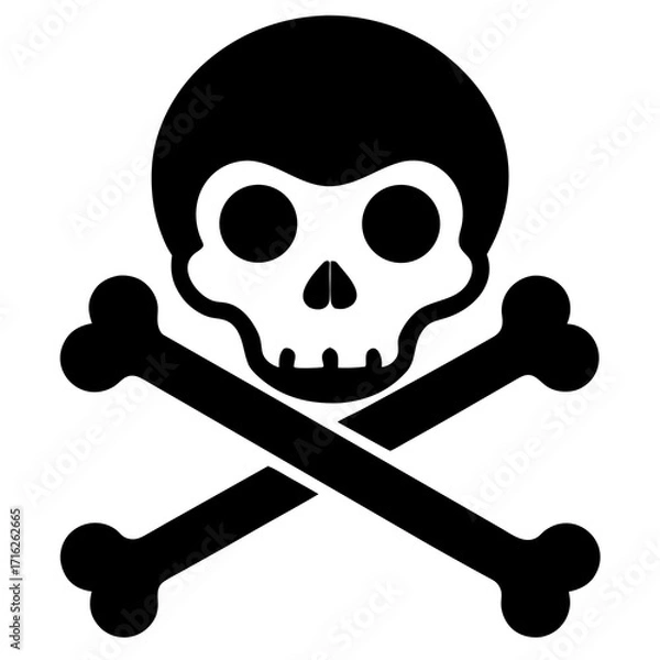 Fototapeta Skull and Crossbones vector silhouette on white background