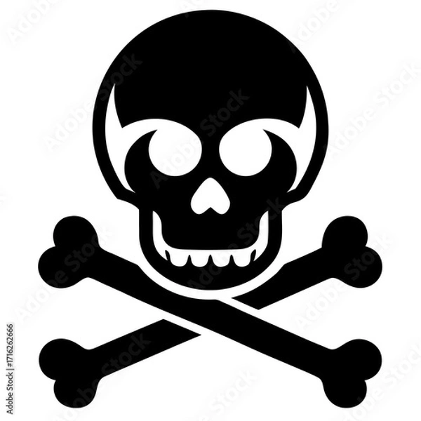 Fototapeta Skull and Crossbones vector silhouette on white background