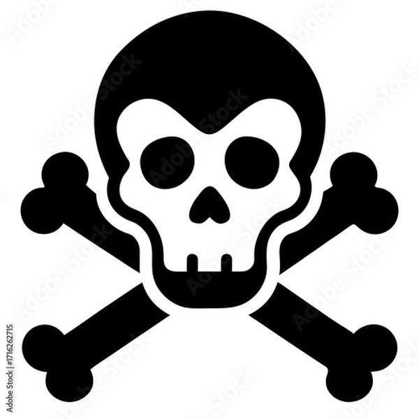 Fototapeta Skull and Crossbones vector silhouette on white background