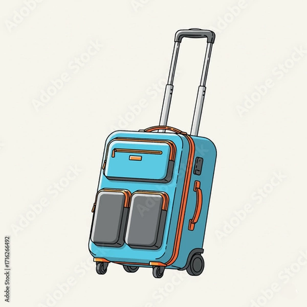 Obraz suitcase, travel, bag, luggage, baggage, case, object, trip, handle, journey, tourism, business, red, briefcase, vacation, holiday, isolated, voyage, icon, trolley, handbag, wheel, leisure, summer, 