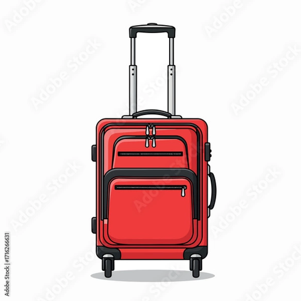Obraz suitcase, travel, bag, luggage, baggage, case, object, trip, handle, journey, tourism, business, red, briefcase, vacation, holiday, isolated, voyage, icon, trolley, handbag, wheel, leisure, summer, 