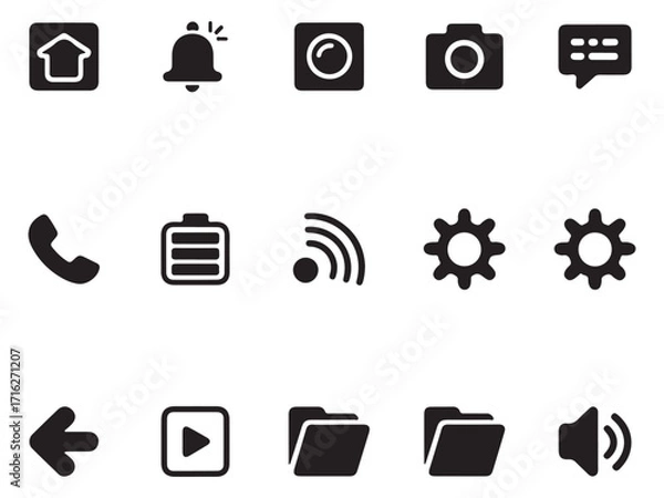 Fototapeta Clean Gadget Device Flat Icon Set – Vol.1 | Minimal Technology Symbols