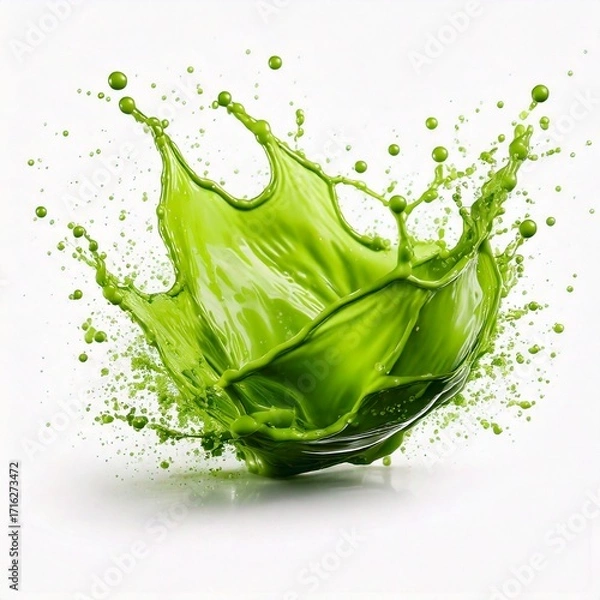 Fototapeta Fresh green splashing in water isolated on white background