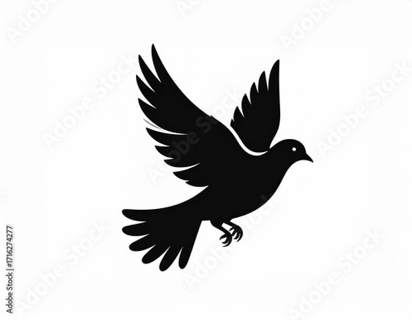 Fototapeta Black bird Silhouette Vector - Symbolic Flying Bird Design for Serenity and Art 
