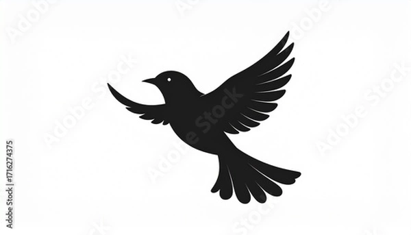 Fototapeta Black bird Silhouette Vector - Symbolic Flying Bird Design for Serenity and Art 