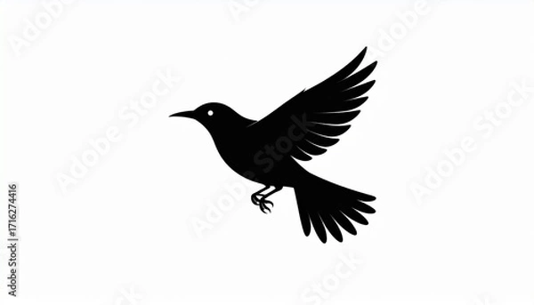 Fototapeta Black bird Silhouette Vector - Symbolic Flying Bird Design for Serenity and Art 