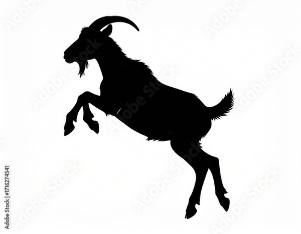 Fototapeta Jumping Goat Silhouette Vector - Dynamic Farm Animal Design-