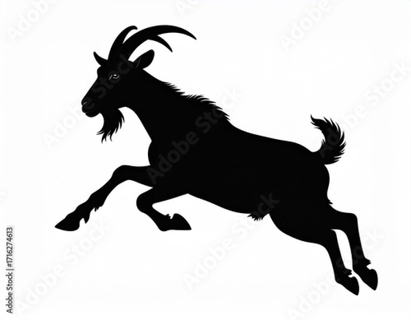 Fototapeta Jumping Goat Silhouette Vector - Dynamic Farm Animal Design-