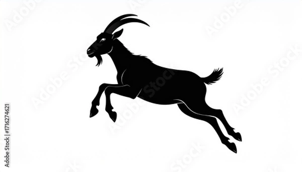Fototapeta Jumping Goat Silhouette Vector - Dynamic Farm Animal Design-