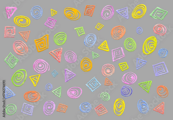 Fototapeta Doodl geometric pattern and abstract backgroundm  or children's wallpaper in positive color