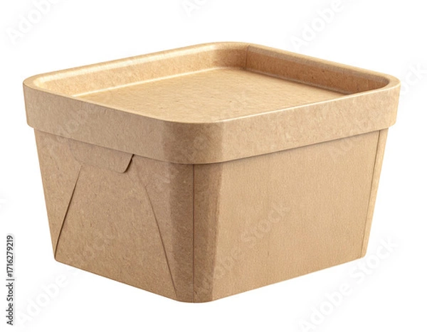 Fototapeta Biodegradable food container eco friendly packaging kraft paper box takeout container recyclable compostable square lidded
