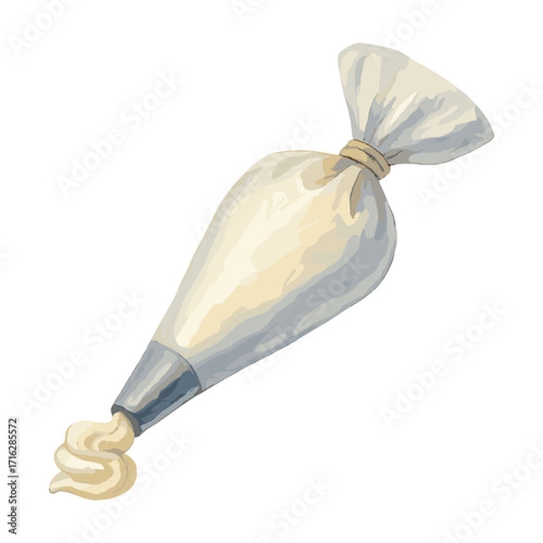 Obraz piping bag icing tool in watercolor illustration style, isolated vector on white background