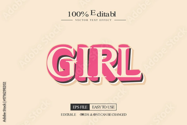 Obraz Pink girl editable text effect