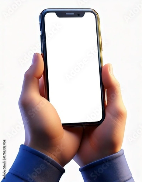 Fototapeta 3D close up of hands playing a mobile phone 