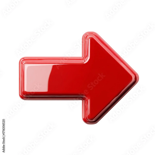 Fototapeta Glossy Red 3D Arrow Pointing Left, Ideal for Modern Design and Creative Projects