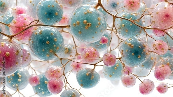 Fototapeta High-resolution biological-inspired neural web with neuron and brain cell creating a network representing intelligence, growth, and connection