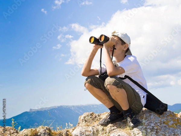Obraz Child with binoculars