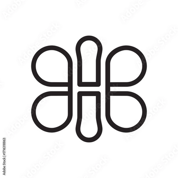Fototapeta Monogram of the letter H and balloon. Abstract, outline and elegant.