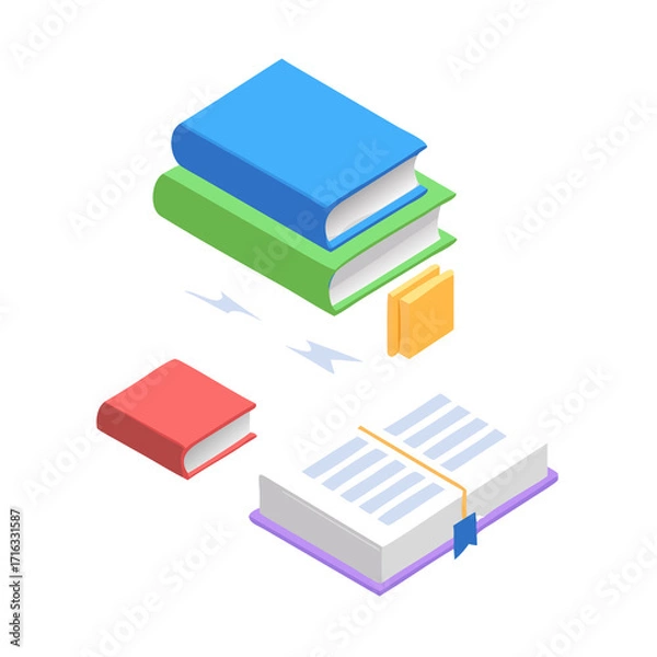Fototapeta stack of books isolated on white