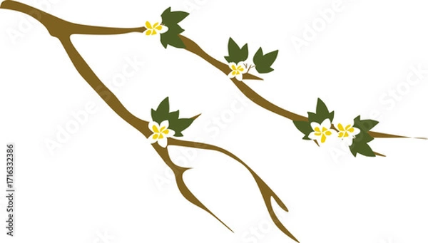Fototapeta Tree Branch Illustration with Flowers