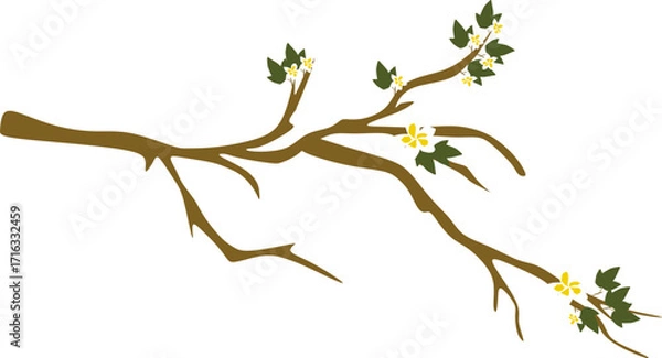 Fototapeta Tree Branch Illustration with Flowers