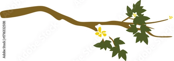 Fototapeta Tree Branch Illustration with Flowers