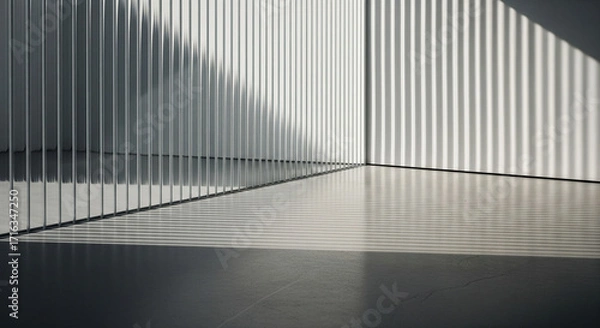 Fototapeta Monochromatic Ribbed Glass Wave with Soft Shadows for Business Background