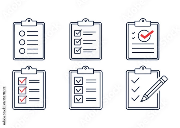 Fototapeta Checklist variations for project planning and task management efficiency and successful completion of business goals paperwork