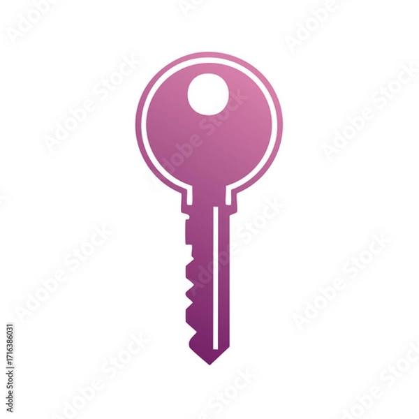 Fototapeta Purple Key Silhouette with Gradient Fill Unlock Concept