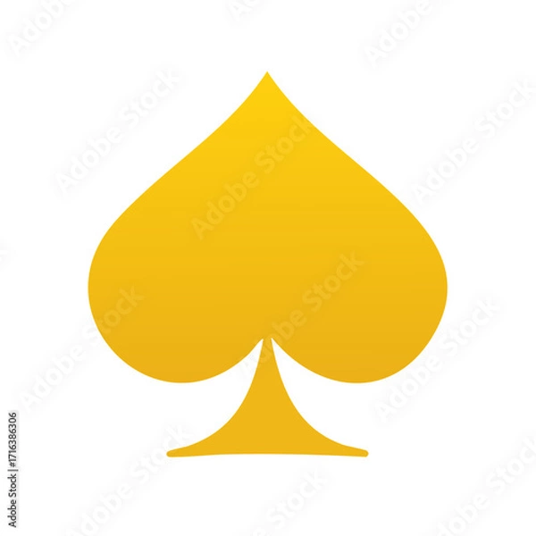 Fototapeta Elegant Golden Spade Symbol, Card Game Suits, Fortune and Chance Elements