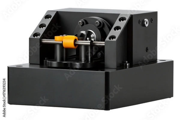 Obraz Compact Industrial Machine with Yellow Roller Detail manufacturing equipment isolated on a transparent background