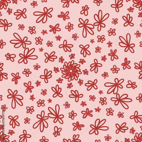 Fototapeta seamless christmas pattern with red flower